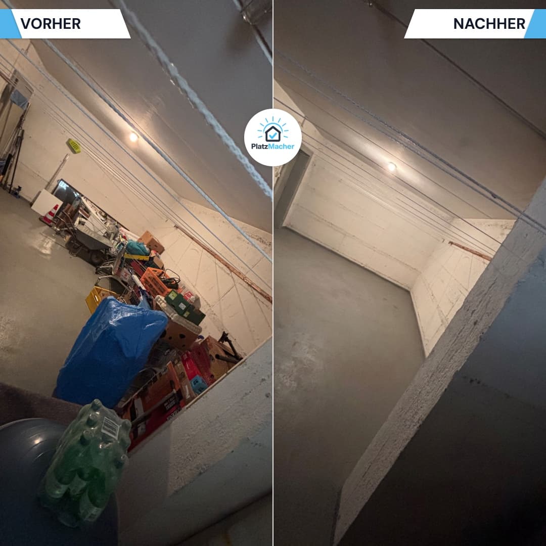 Vorher und Nachher - Lagerraum - Kellerentrümpelung durch PlatzMacher