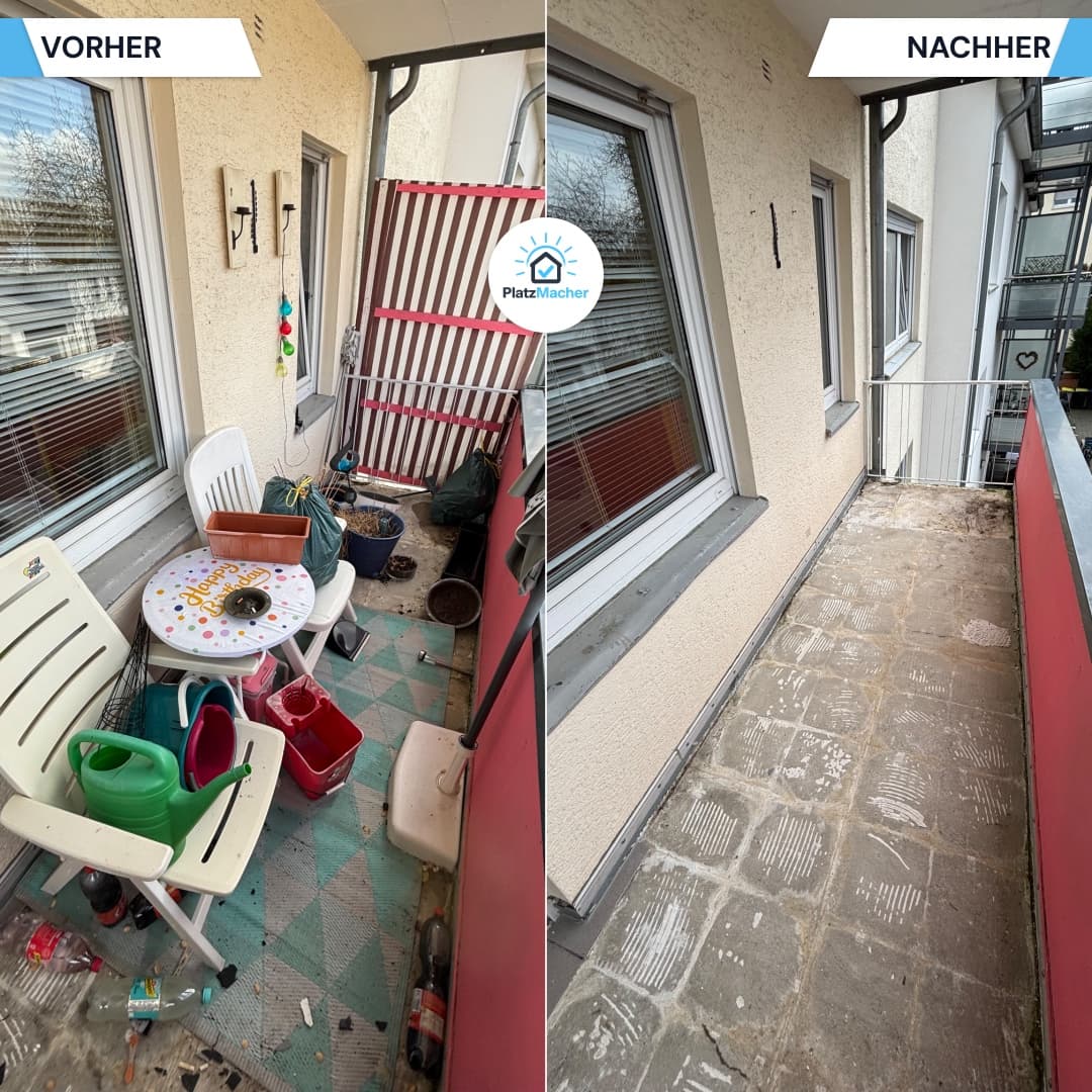 Vorher und Nachher - Balkon geräumt durch PlatzMacher