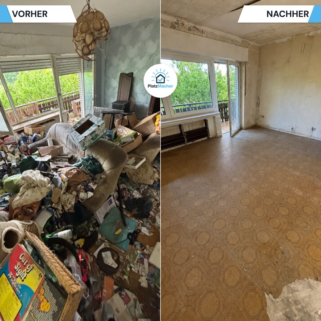 Vorher und Nachher - Messie-Wohnung - Wohnzimmer durch PlatzMacher