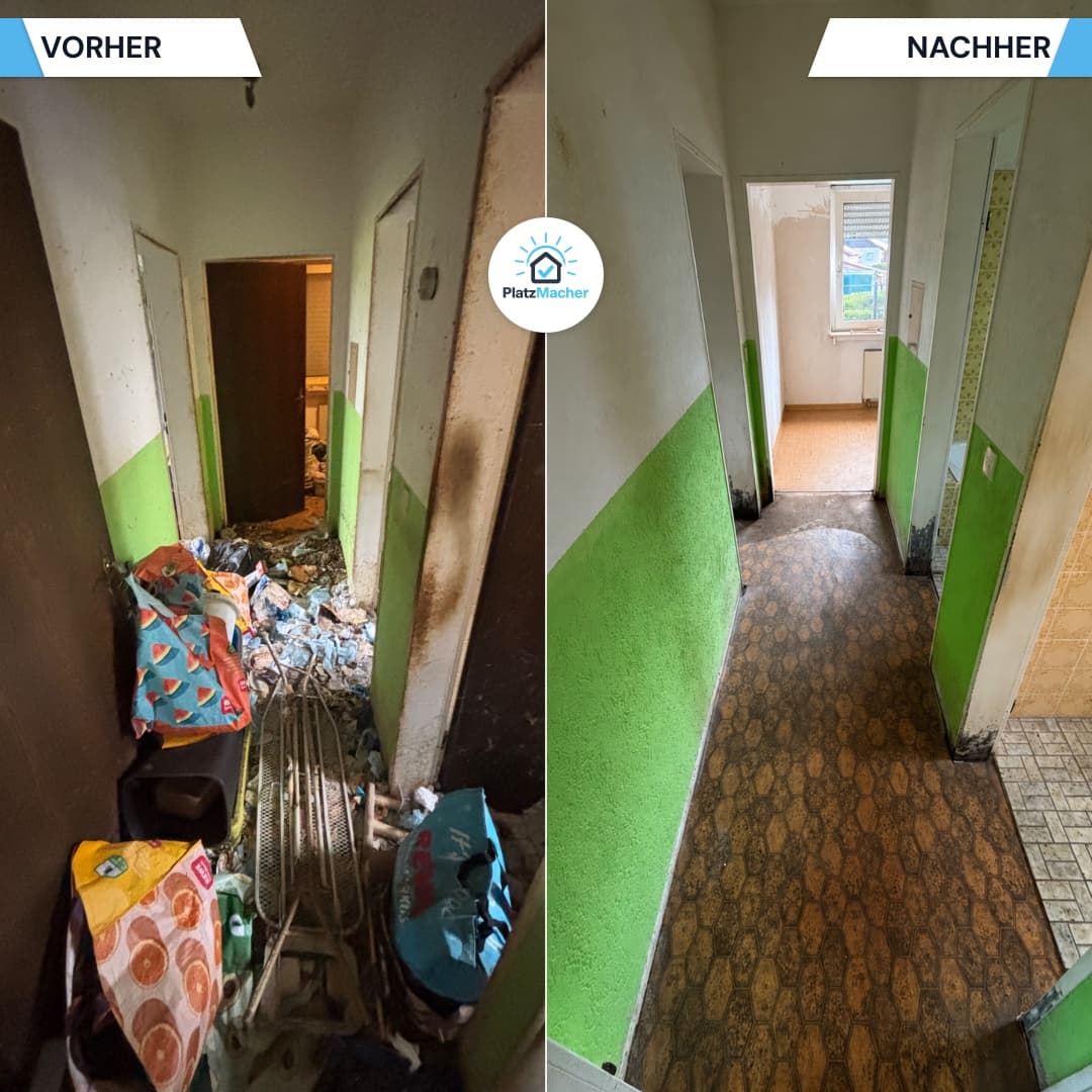 Vorher und Nachher - Flur - Messie-Entrümpelung durch PlatzMacher