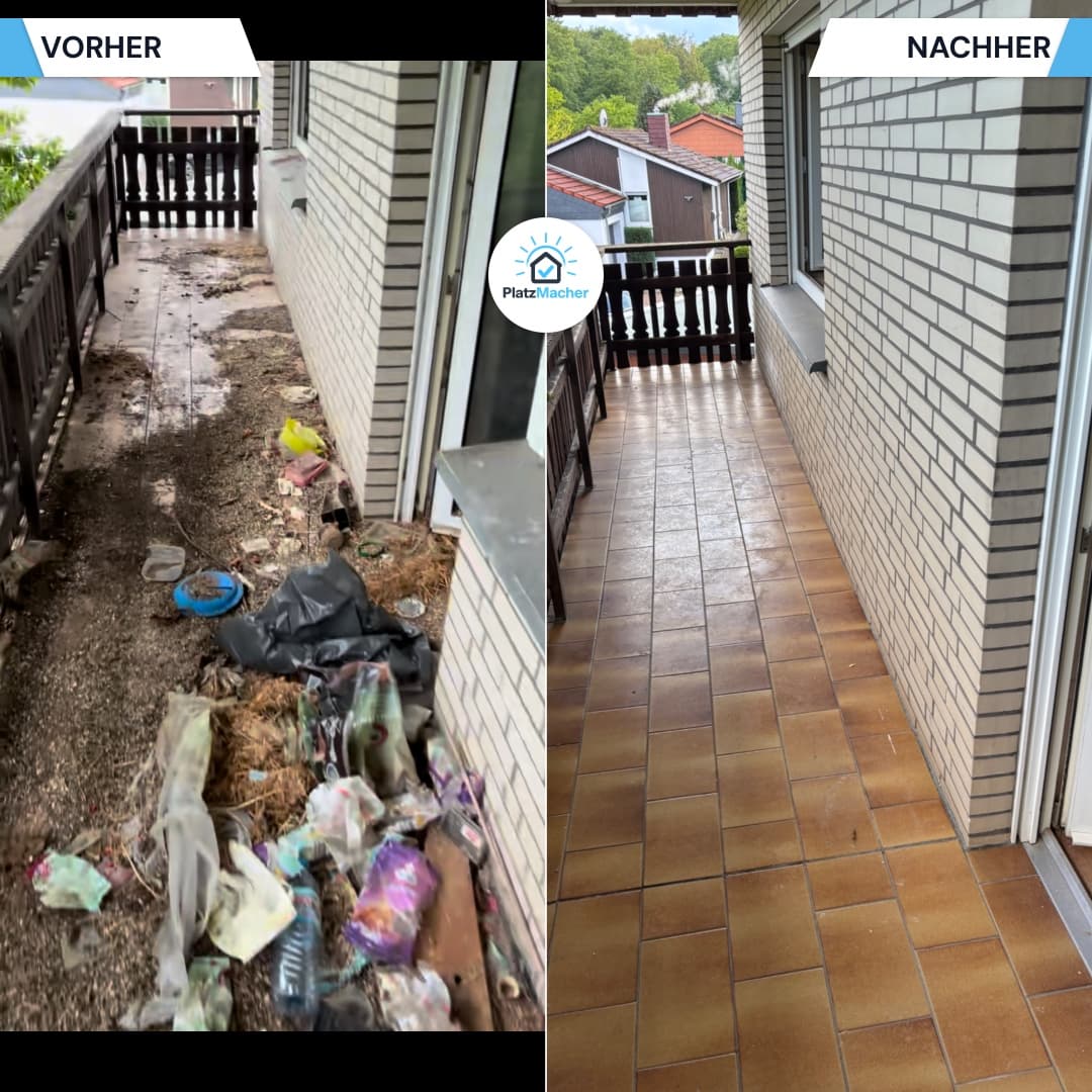 Vorher und Nachher - Balkon - Entrümpelung durch PlatzMacher