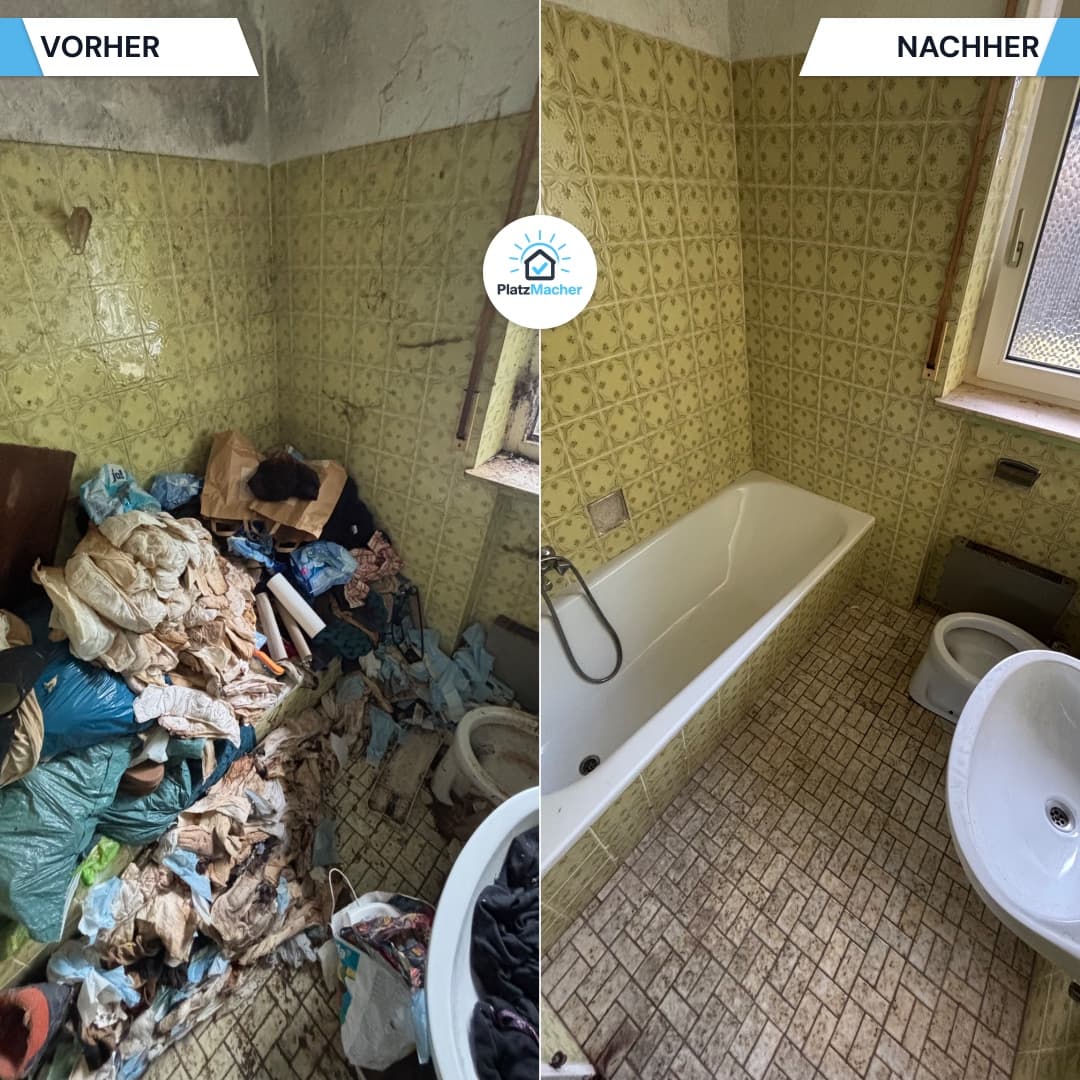 Vorher und Nachher - Badezimmer geräumt durch PlatzMacher