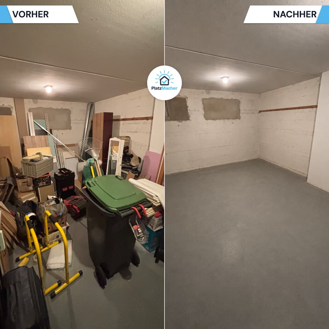 Vorher und Nachher - Kellerraum geräumt durch PlatzMacher